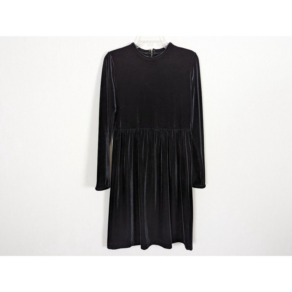 TALBOTS dress Size XS Black Velvet long sleeve Sheath knee length